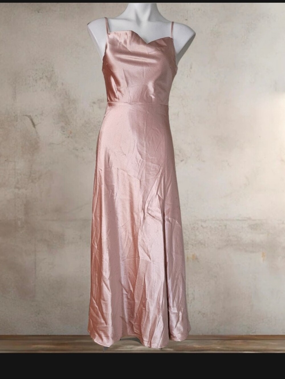Birdy Grey Satin Maxi Slip Dress Slit In Front XS